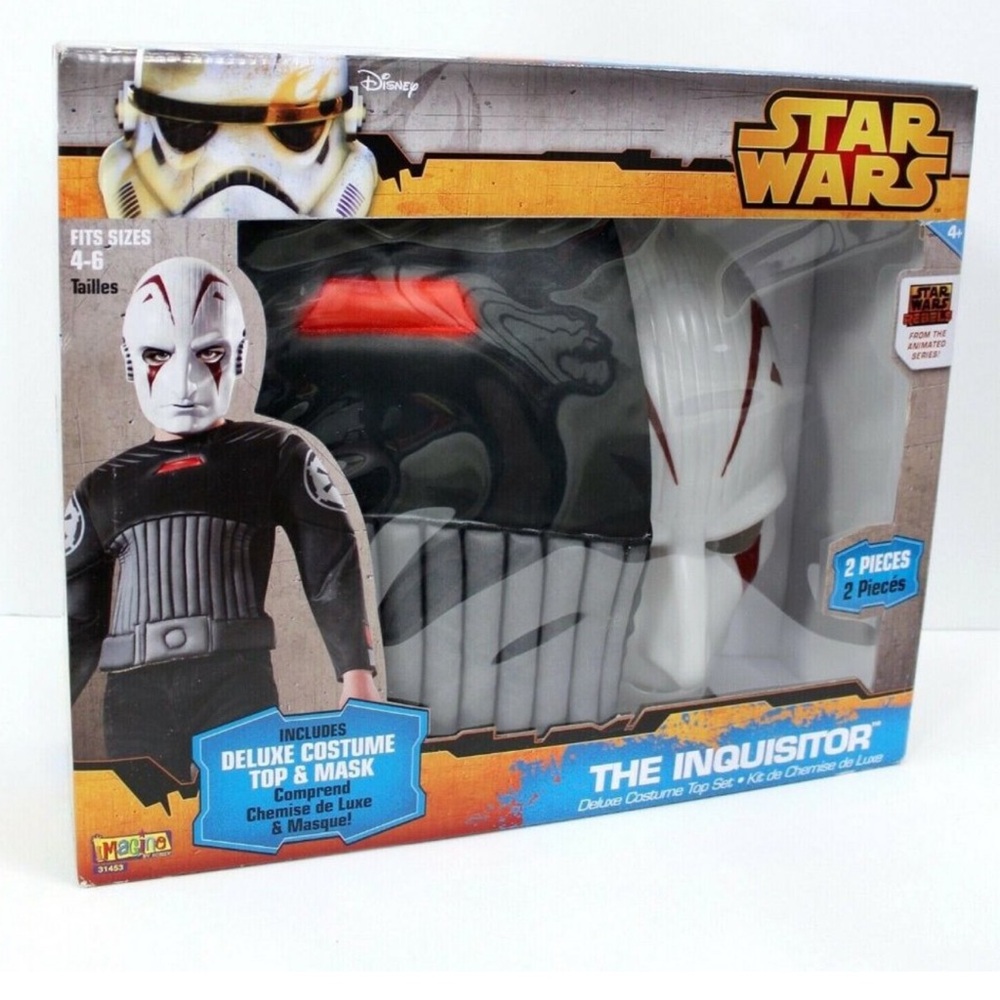Star Wars Rebels The Inquisitor Deluxe Costume Top & Mask Set Size 4-6 Dress Up